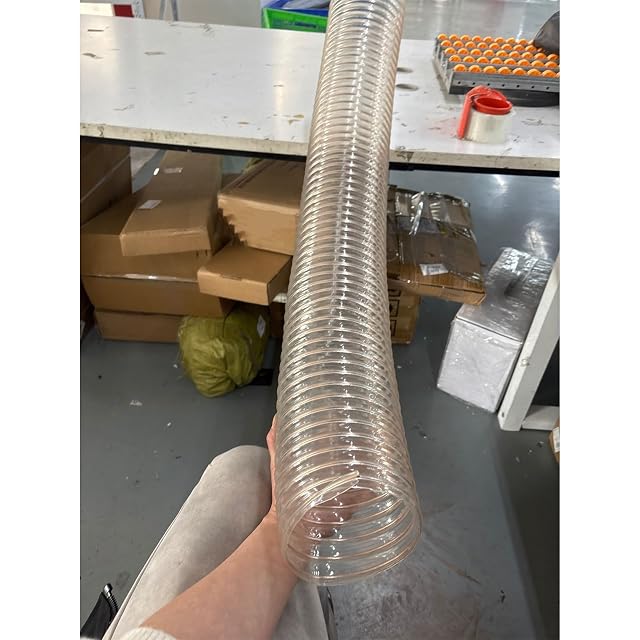 Tubo di aspirazione trasparente in poliuretano con spirale d’acciaio, fotografia del prodotto